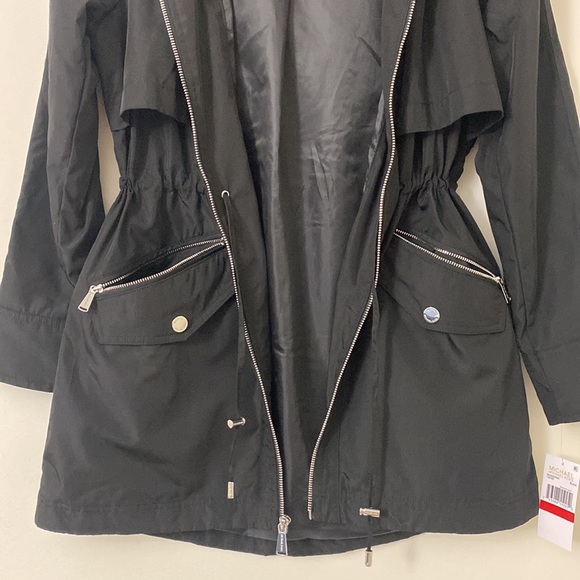 Michael Kors Black Anorak Zip Front Rain Jacket - Picture 11 of 16